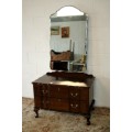 A fantastic vintage solid Imbuia cheval mirror dressing table with drawers & tilt mirror.RS17Bed