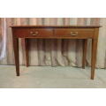 **RS17_Clearance** Awesome & well made quality double-drawer mahogany hallway table w/ brass handles