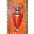 A stunning (large) original signed Louis May framed painting of an urn vase - vibrant art - RS17AB