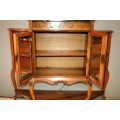 A fabulous antique Victorian Yew wood display/ book cabinet with scroll carved detailing & drawer