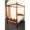 A spectacular Burmese Teak four-poster canopy double bed w mattress in amazing condition.RS17Bed