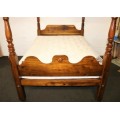 A spectacular Burmese Teak four-poster canopy double bed w mattress in amazing condition.RS17Bed