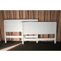 A lovely white painted wooden Queen Size bed headboard and footboard - stylish! RS17Bed