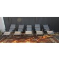 Five stunning metal and mesh reclining outdoor pool loungers in great condition - price/recliner
