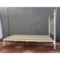 A wonderful (white) metal single bed (headboard and base combination) bed set - RS17Bed