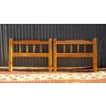 **RS17** Two natural pine spindle "single bed" size headboards in good condition. Bid/headboard