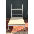 A wonderful (white) metal single bed (headboard and base combination) bed set - RS17Bed