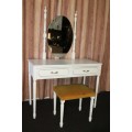 A lovely vintage white dressing table, side table and stool - lovely bedroom set in great condition
