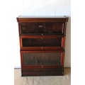 A superb antique "Globe Wernicke" Mahogany 3-section stacking bookcase w glass doors - high quality!
