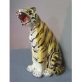 A lovely large Italian vintage (c.1970) ornamental ceramic display figurine of a growling tiger
