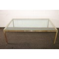 A stunning size brass and glass top coffee table - stunning in a retro lounge or entrance - RS17Sale