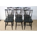 Six lovely vintage black painted occasional/ dining chairs - perfect to paint or to restore