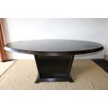 Magnificent oval ebony stained Oak-finished boardroom/ dining table w/ modern styling; RS17Sale