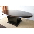 Magnificent oval ebony stained Oak-finished boardroom/ dining table w/ modern styling; RS17Sale