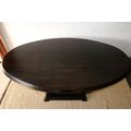 Magnificent oval ebony stained Oak-finished boardroom/ dining table w/ modern styling; RS17Sale