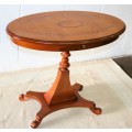 A fantastic Italian oval occasional/ sewing table with wonderful floral marquetry inlay detailing