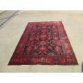 An amazing vintage Persian Carpet (1.9m x 1.4m) in deep red, blue and black detailing - wow!