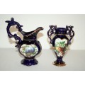 **RS17** Two gorgeous vintage Portuguese made cobalt blue "Alcobaca" porcelain ornaments