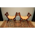 Two incredible rare vintage Empire parcel gilt curule chairs w/ ram's-head detailing - price/ chair