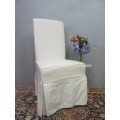 **RS17** A gorgeous high-back skirted upholstered chair in a linen fabric on a beech frame