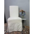 **RS17** A gorgeous high-back skirted upholstered chair in a linen fabric on a beech frame