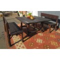 A wonderfully made "Rustic" outdoor table & two-bench set - perfect for a garden or patio- RS17Sale