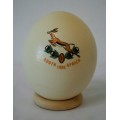 **RS17** An awesome "1995 Rugby World Cup" commemorative ostrich egg on a wooden ring display stand