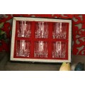 A set of six exquisite vintage French "Cristal D'Arques" "Cheverny" cut crystal whiskey glasses