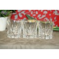 A set of six exquisite vintage French "Cristal D'Arques" "Cheverny" cut crystal whiskey glasses