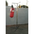A well made steel boxing stand with a "SNT" punching bag and an "Everlast" speed bag = for home use!