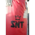 A well made steel boxing stand with a "SNT" punching bag and an "Everlast" speed bag = for home use!