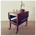 A charming RETRO solid wooden drop-leaf drinks trolley on its original castors in great condition