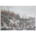 A gorgeous vintage British Hunting Scene framed print titled "Drawing Cover" by WJ Shayer - RS17Sale