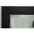 A stylish modern dark wood rectangular wall mirror with brushed steel detailing -  RS17M