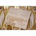 Awesome boxed set of 12x Eetrite 24K gold plated (on stainless steel) cake forks w/ blue rose decals