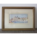 A beautiful water colour by renowned artist Francis Russel Flint "A view of Menton"