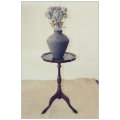 Stunning Victorian antique mahogany occasional table w/ leather clad top & scalloped rim - amazing!