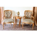 Two magnificent Victorian Oak hand carved chairs with deep button detailing in excellent condition!!
