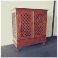 **RS17_Clearance** Balinese Teak entertainment cabinet with fold-back doors and two drawers