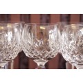 Superb set of 5x original Irish made Waterford crystal long-stem wine glasses in the Lismore pattern
