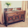 An exquisite vintage Oak side server cabinet with brass handles & loads of drawer & cupboard space