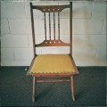 **RS17_Clearance** Antique Victorian solid teak folding chair w/ upholstered seat & spindle backrest