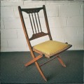 **RS17_Clearance** Antique Victorian solid teak folding chair w/ upholstered seat & spindle backrest