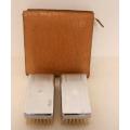 **RS17** A stunning Chromium plated, made in England gentlemans vanity/clothes brush set in a pouch.