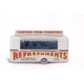 A rare original vintage (c1960) Matchbox No. 74 silver die-cast model mobile canteen in its box