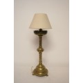 A magnificent tall decorative brass table lamp with a shade; Stunning in all living areas!