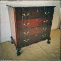 **RS17_Clearance** Vintage "G.P Milne" Imbuia brass handled 4-drawer ball & claw chest of drawers