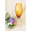 **RS17** A stunning tall vintage "Retro" amber-brown glass stemmed vase in gorgeous condition