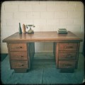 **RS17_Clearance** Vintage solid partridge wood 6-drawer executives desk in wonderful condition