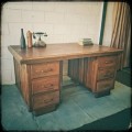 **RS17_Clearance** Vintage solid partridge wood 6-drawer executives desk in wonderful condition